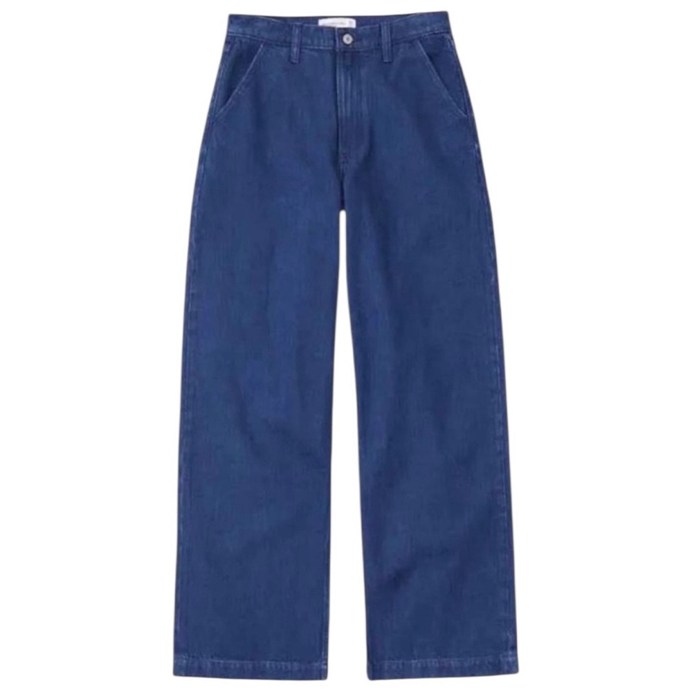 Abercrombie & Fitch Wide Leg Flare Jeans in Deep Blue
